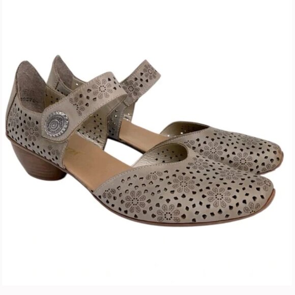 Rieker Antistress Mirjam Mary Jane Leather Gray Boho Comfort Shoes Size 39 / 8 - Picture 1 of 9